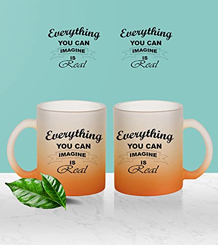 Everything U can Imagin Froasted Glass Mug (Orange) 325ml