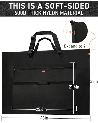 Image of Nicpro Light Weight Art Portfolio Bag, 32 x 42 Inches Waterproof Art Portfolio Case with Shoulder & Handle Carry, for Artwork, Poster, Sketch Drawing, Canvas, Photography, Solar Panel Storage