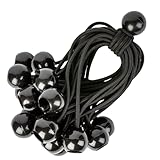 PRETEX Cordons Élastiques avec Boules - Lot de 25 x 23 cm Tendeurs Universels avec Attaches - Sangle Elastique Résistant Parfaite pour Le Camping, Les Bagages & Bâches - Noir