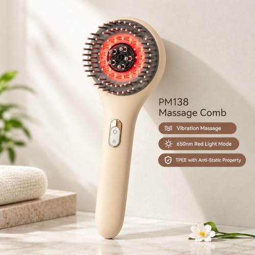 Image of Red Light Hair Therapy Scalp Massager with Oil Applicator, LED Hair Growth Comb, Rechargeable Scalp Massage Brush for Hair Growth, Essential Oil Serum Applicator, Scalp Care Tool for Men & Women