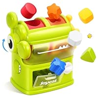 JoyCat Giochi Montessori per Bambini 1-3 Anni, Mostro che Mangia le Forme, Gioco Interattivo con 6 Blocchi Sonori e 2 Levette, Giochi Educativi di Abbinamento Colori e Forme, Regalo Bambino Bambina