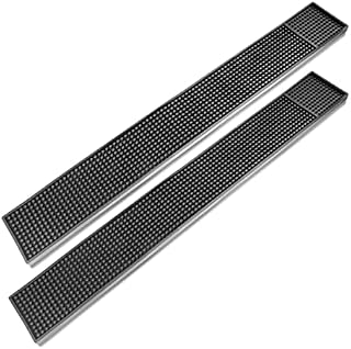 ProTensils Rail Bar Mat 23" x 3.25" Black Rubber Bar Mats, Bar Service Spill Mats for Counter-Top (2 Pack)