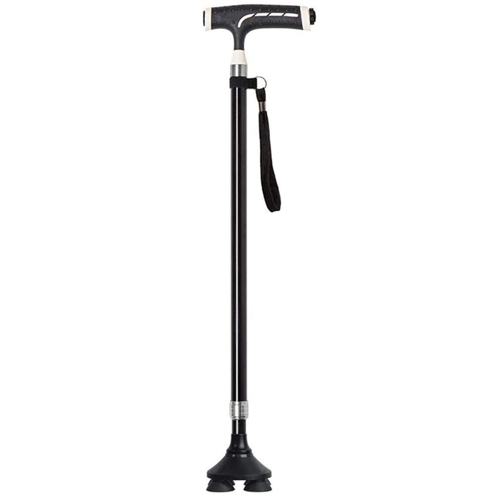 Bastón: Mango ergonómico, Altura Ajustable, Bastones con luz LED para Hombres, Mujeres, Artritis, Personas Mayores, discapacitados, muletas, Carga 200 kg (Negro, 62~96 cm) Keep it in Mind