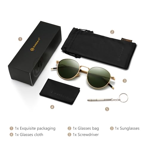Image of SUNGAIT Ponderable Metal Round Sunglasses for Men Women Classic Vintage Polarized Circle Sun Glasses