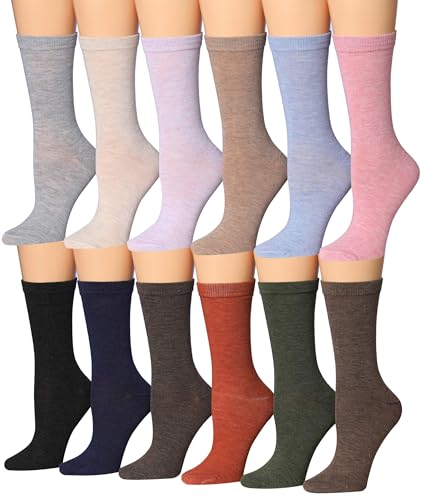 Image of Tipi Toe Women's Fun Patterned Dress Socks, 12-Pack Lightweight Colorful Crew Socks, Casual Novelty Assorted Designs
