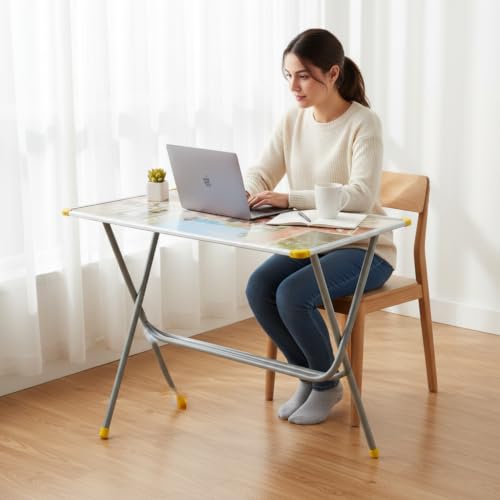 Image of Folding Table 24 x 36 Inch Portable Multipurpose Foldable | Strong Metal Legs, Study, Dining, Laptop Use, Office, Picnic & Outdoor Use