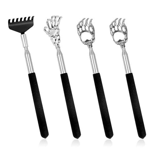 4er-Pack Rückenkratzer, Opa Geschenk, Rückenkratzer Teleskop, Kratzhand Rückenkratzer, Back Scratcher, Kratzhand, Ruckenkratzerhand, für Kopf und Rücken Massage