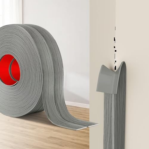 Baguette angle pour murs et portes adhésive TPE bois gris pour rénovations DIY