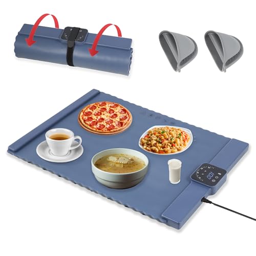 ACRILYX Food Warming Mat for Food - Electric Warming Tray for Buffets & Parties, Rollable Silicone Heating Mat, Warming Mat for Food with Adjustable Temperature, Auto Shut-Off, Portable & Foldable