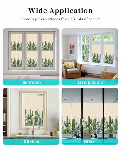 Película de privacidad para ventana con diseño cactus 17.7x39.3 in miniatura 4