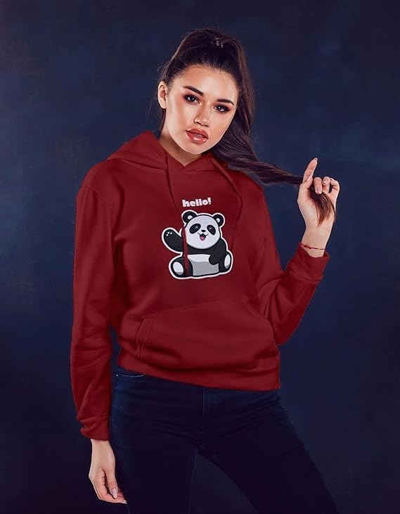 Image of Women's Printed Fleece Hoodie Sweatshirt | Soft Warm Winter Hooded Top for Women & Girls