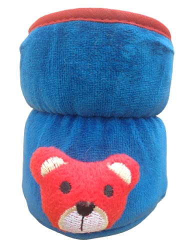 Image of Bottle Covers for Wide Neck /Broad Neck Soft Plush Stretchable Baby Feeding Bottle Cover with Strap for 125ml, 120 ml and 140 ml Feeders (Multi Colour) Pack of 2 Blue-Yellow.