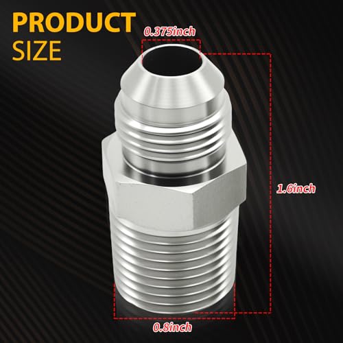 Image of SYOWADA 10 Pack Straight Tube Connectors, 1 /2 inch JIC Male x 1 /2 inch NPT Male Hydraulic Hose Adapter Fitting, Couples Tube Fitting for Industrial Hydraulic Applications (Silver)