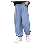[KaoGao] 子供服 ズボン 接触冷感 ひんやり 冷感 サルエルパンツ 夏 涼しい 男の子 ジョガーパンツ 女の子 薄手 長ズボン 子ども服 おしゃれ キッズ かわいい 夏虫対策 部屋着 ルームウェア ストレッチ ウエストゴム-ブルー（ジョガーパンツ）||90