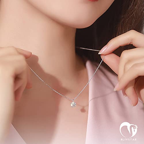 Moissanite Necklaces for Women 925 Sterling Silver Necklace with 1CT Moissanite Pendant 18K Gold-Plated Dainty Jewelry Gift for Women Mom3
