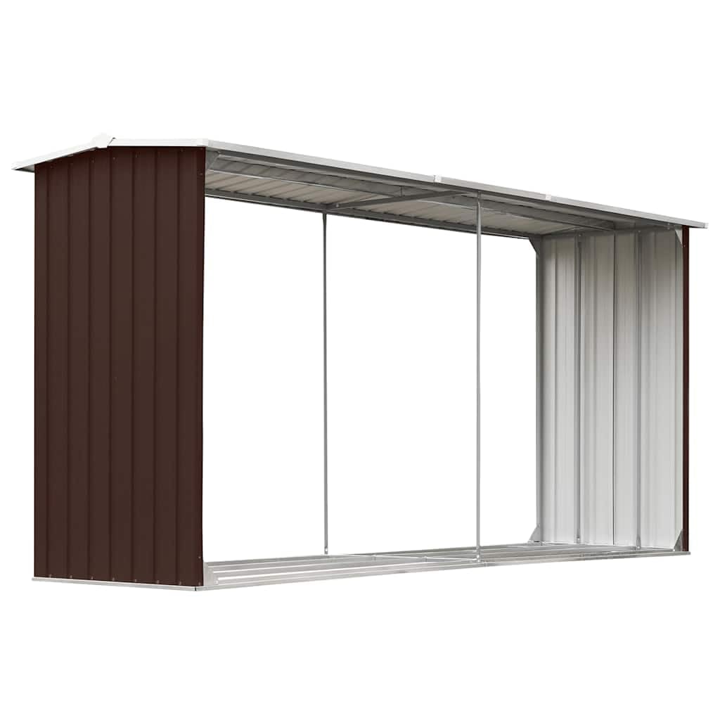 Genérico Casetilla para leña Acero galvanizado marrón 330x92x153 cm,Casa y jardín,Accesorios para hornos de leña y chimeneas,Accesorios para Bolsas y Soportes de leña-47087