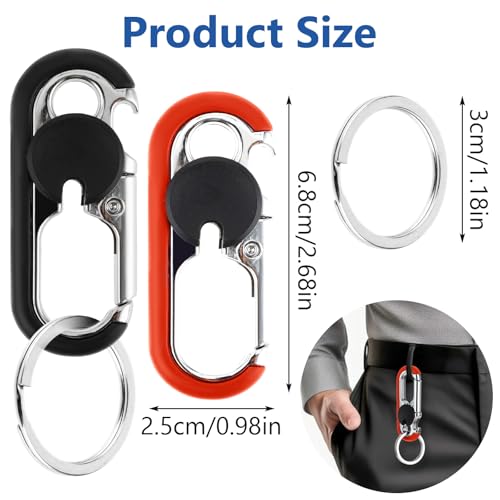 Image of Ouligay 2PCS Mens Keychains for Car Keys Heavy Duty Key Ring, Multi-functional Bottle Opener Keychain for Men, Anti-Loss