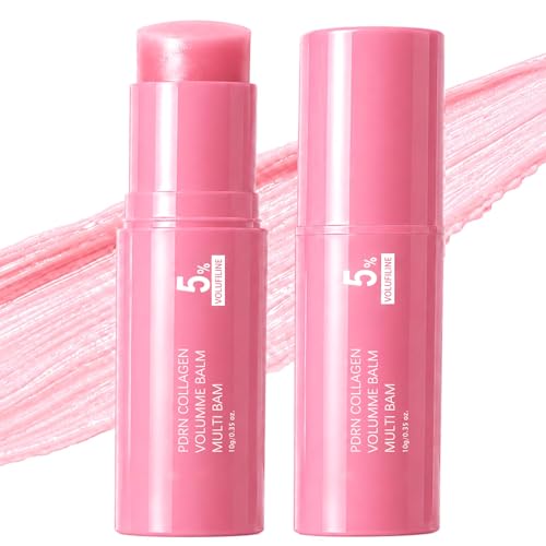 PDRN Pink Collagen Volume Multi Balm Stick 2 PCS Volufiline Stick Hydrating Wrinkle Balm for Face & Body Collagen Plumping Stick for Under Eyes Neck Forehead Smile Lines & Lips Radiance Care
