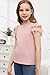 blibean Big Girl Shirts Young Kid Girls Blouse Summer Short Sleeve Flowy Dress Tops Fashion Casual Dressy Clothes Fancy Solid Blouse Size 12-13 Year Old Light Pink