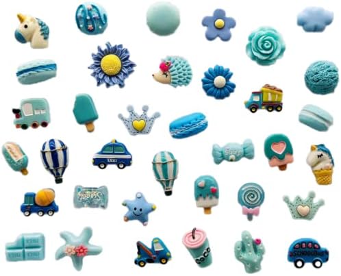 Random Styles 32 pcs Color Series Resin Fridge Magnet Set Refrigerator Magnetic Sticker whiteboard Home Kitchen Decoration Office Supplies Photo Souvenir (Blue)