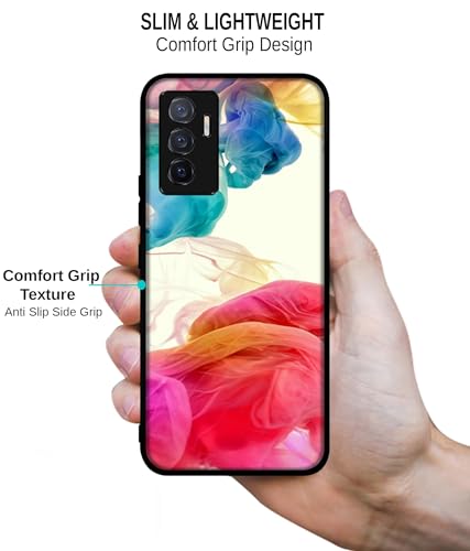 Image of Colored Smoke Design Premium 2D Printed Metal Back Case Cover for Vivo V23E 5G / Y75 4G