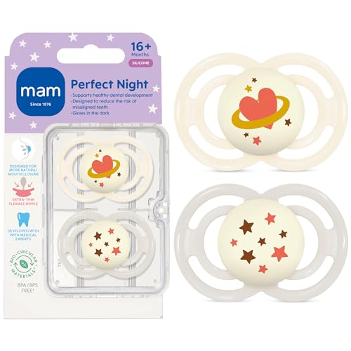Image of MAM Perfect Baby Premium Pacifier 16+ Months, Extra Thin Nipple, 2 Pack