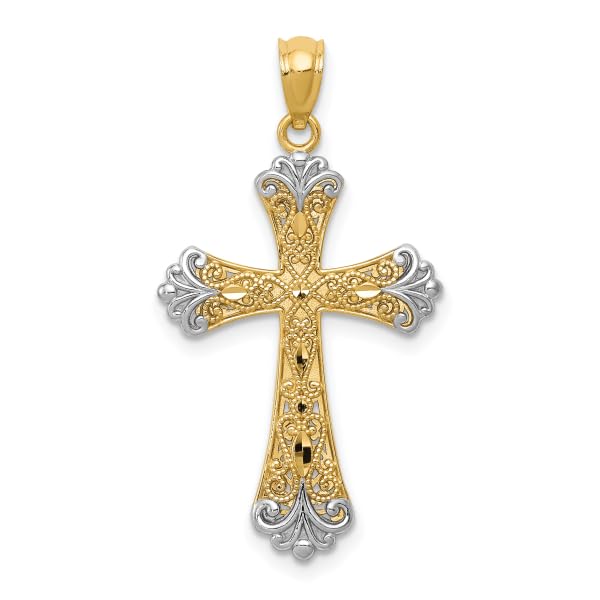 IceCarats 14K Solid Yellow Gold Reversible Holy Cross Necklace Religious Chain Pendant Jesus Christ Charm3