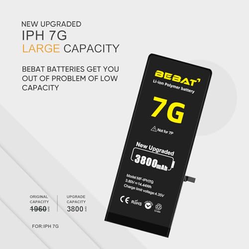 Image of Replacement for iPhone 7 Battery, 3800mAh High Capacity Li-ion Polymer Replacement Battery for Model (A1660 A1778 A1779) with Professional Repair Tool Kits