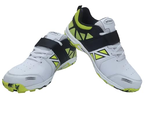 HITMAX Striker Rubber Spikes Sole Cricket Shoes for Boys and Men (Lightweight and Durable) (White, US Footwear Size System, Adult, Men, Numeric, Medium, 8)3