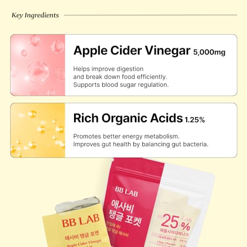 NUTRIONE BB LAB Apple Cider Vinegar Jelly – 5,000mg Per Pouch, Zero Sugar, 20g x 14 Packs, Premium Korean Apple Cider Vinegar, Convenient, Delicious & Refreshing Apple Flavor - image 3