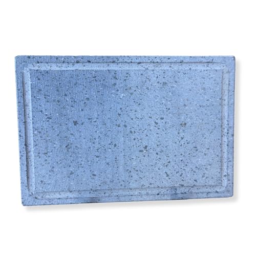 Pietra Lavica Siciliana con Scolo, Piastra Liscia Pietra Ollare, Rettangolare, 30x38x1.5hcm, Refrattaria, Made in Italy