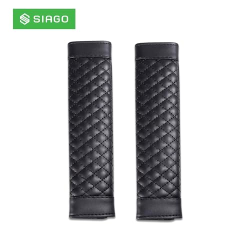 Image of SIAGO Premium Car Seat Belt Cover (Pack of 2) | Soft Shoulder Strap Protector | Adjustable Universal Fit for Cars, SUVs, Trucks | Black, Beige, Grey, Tan | SIA128