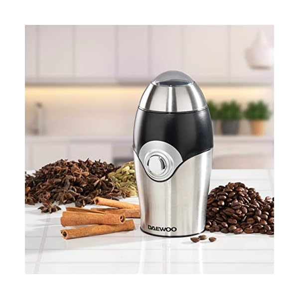 Daewoo SDA1835 Kaffeemühle 50g Edelstahlgehäuse mit Chrom-Details, ideal für Bohnen, Kräuter, Gewürze, Nüsse, Samen… – Bild 4
