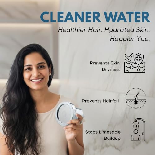 Image of Life Harbor 15-Stage Hard Water Shower Filter | Reduces Hair Fall, Dry Skin & Dandruff | KDF-55 + Activated Carbon + FOF Scale Inhibitor | 2X Active Filtration Media (Shower LUXE: Chrome)