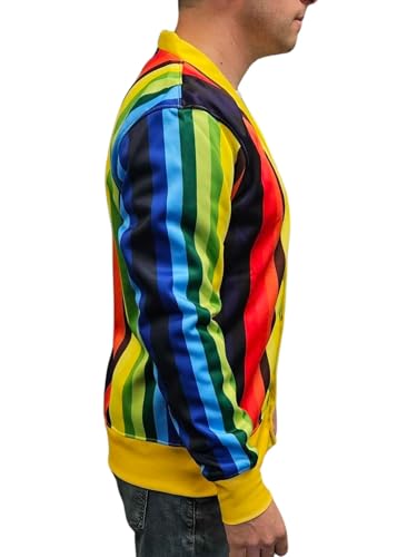 Al Czervik Rainbow Striped Cardigan Sweater - Golf Comedy 80s Movie Golfer Gift Rodney Costume - Vertical Stripes Multicolor4