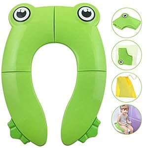 SaponinTree Opvouwbare Potty Toilet Training Seat, Reis Toilet Seat met Grote Antislip Siliconen Pads Herbruikbaar…
