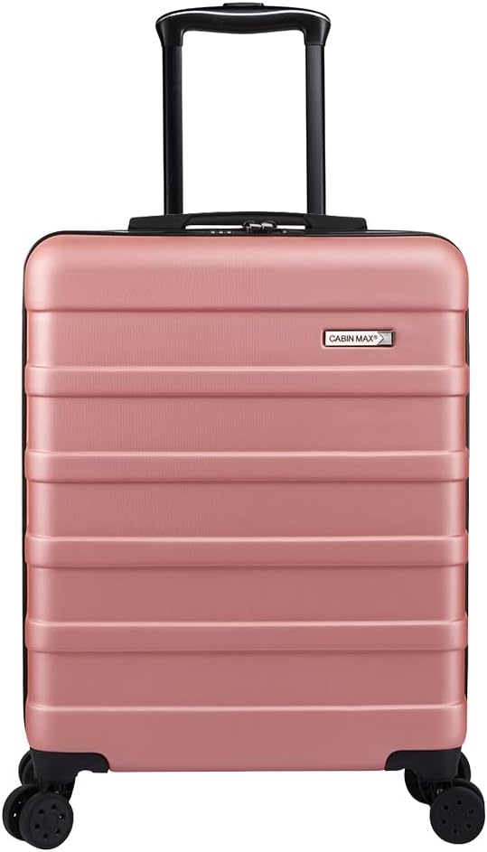 Cabin Max Anode 44L 55x40x20cm (22x16x8inch) Carry On Hand Luggage Suitcase - Lightweight, Hard Shell, 4 Wheels, 3 Digit Combination Lock (Rose Gold)