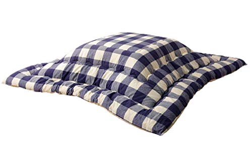 こたつ布団 長方形 日本製 大判 厚掛け インド綿 オーブ ネイビー 約205×285cm こたつ掛け布団 ストライプ ボーダー #5192159