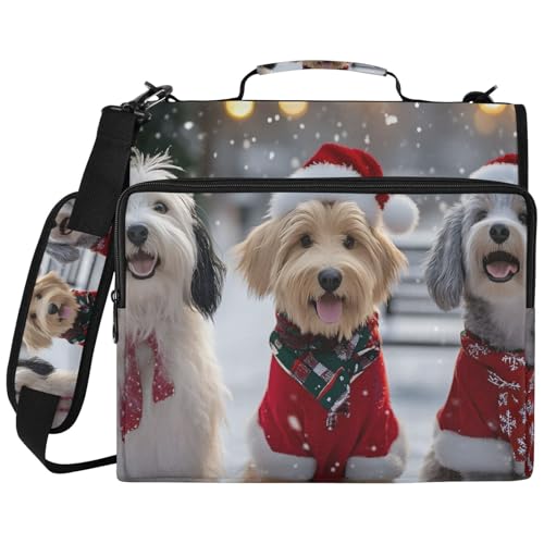 Christmas Dogs �z���C�g�o�C���_�[�o�b�O 3�����O�o�C���_�[�t�� �h���I�[�K�i�C�U�[ 14�C���`�̃m�[�g�p�\�R���A�w�Z�A�E��̃t�@�C���P�[�X�p