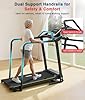 Redliro Treadmill for Seniors Slow Walking - 0.3mph Start, Front & Long Handrails - Foldable Recovery Flat Treadmill for Elderly with Heart Rate Monitor, Auto Lubrication, 3-Level Incline for Home Use