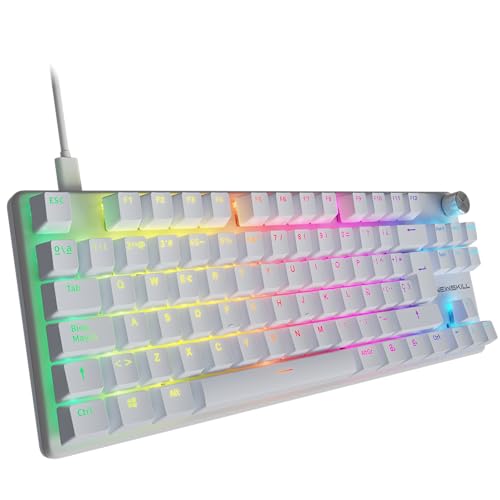 NEWSKILL Serike V2 TKL Teclado mecánico tenkeyless RGB con switches Hot-Swap lineales, Estructura de Aluminio y Layout español Blanco