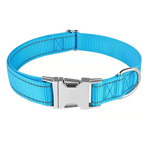 Love Dream Reflective Dog Collar with Metal Buckle, Adjustable Safety Nylon Dog Collars with Heavy Duty Quick Release Buckle for Small Medium Large Dogs, Pet Collar with ID Tag Ring