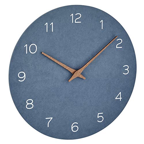 TFA Dostmann Pared analógico con manecillas de Madera, Reloj de Cuarzo, batería de Larga duración, Color, Fibra MDF, Azul grisáceo, (L) 297 x (B) 45 x (H) 297 mm
