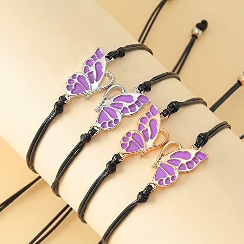 Fuqimanman2020 2pcs Long Distance Matching Enamel Butterfly Love Charm Bracelet Set for 2 Couple Best Friends BFF Friendship Mother Daughter Jewelry3