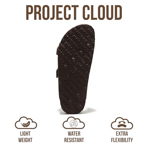 Image of Project Cloud 100% Genuine Leather Flat Sandals For Women 2026 Cork Footbed Womens Sandals with Memory Foam and arch support Vacation Essentials Slides for Women Footwear (Venita)