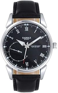 SUPBRO Herren Uhren Ultra Dünne Schwarze Casual Minimalistische Quartz mit PU Leder Armband Schwarz