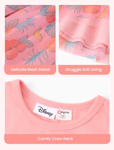 Image of Disney Lilo & Stitch Dress Toddler Girls A-Line Long Sleeve Floral Double-Layered Tulle Winter Fall Clothes Kids Birthday Gift Party Outfit 4-5T