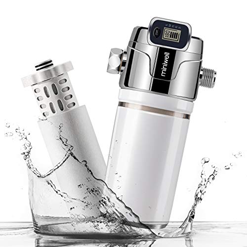 Limited Discount Miniwell Luxury Shower Water Filter L760-E101 with digital screen and Replaceable Cartridges, Shower Head Filter with Double Filters, Remove 99% Chlorine (Shower Filter) (White Color)