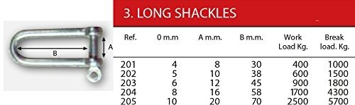 Nautos Long D Shackles with Screw Eye PIN- Forged Stainless Steel 316 -Set of 2 PCS (10mm - 3/8