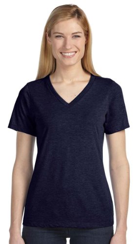 Bella Canvas Ladies' Relaxed Jersey V-Neck T-Shirt, NVY, Small [Apparel]
